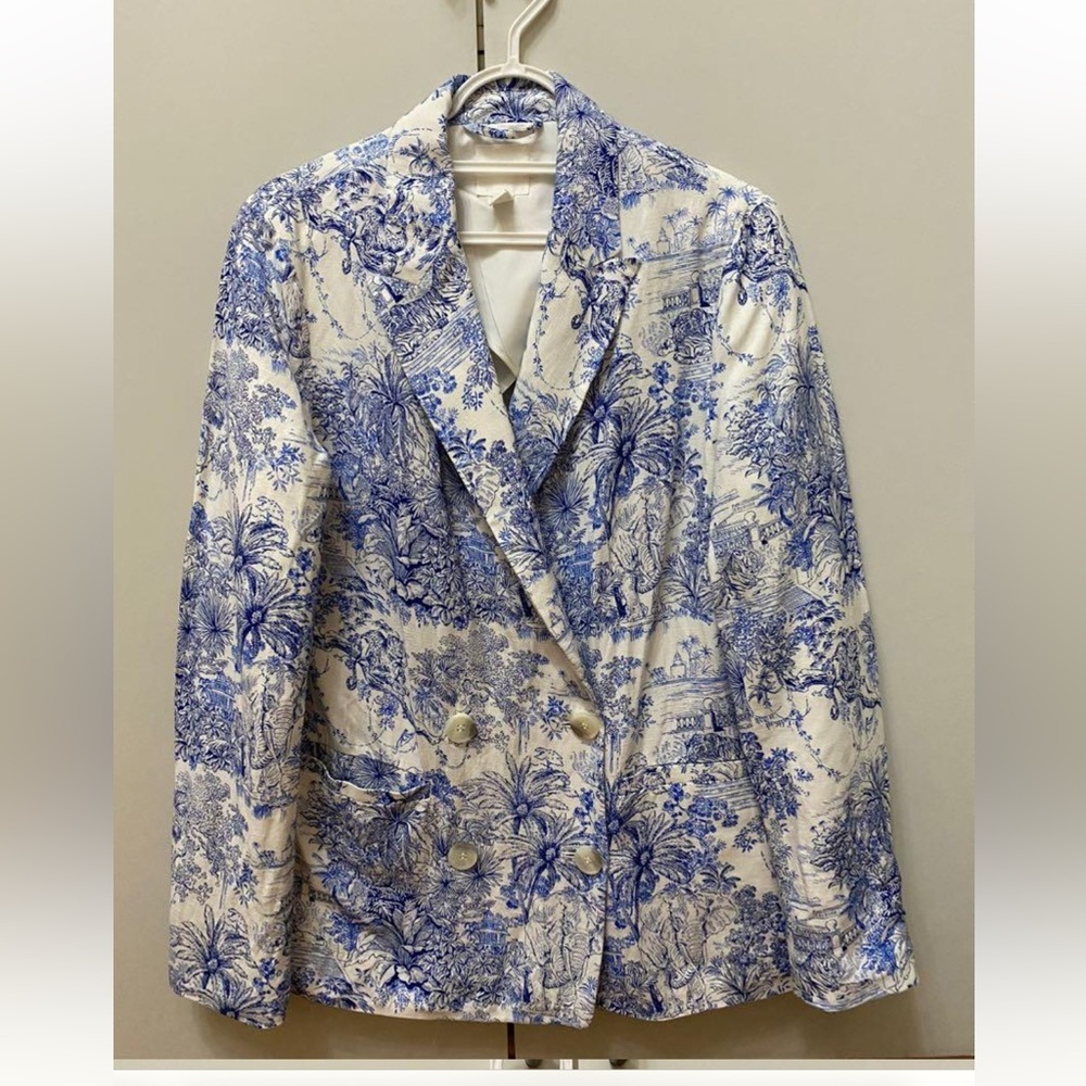 H&M Blue and White Floral Blazer